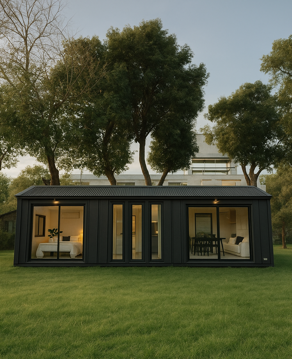Casa modular Lucy's House al atardecer